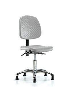 Neta ECOM Polyurethane Chair Chrome - Desk Height with Medium Back, Seat Tilt, & Stationary Glides in Gray Polyurethane