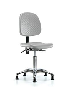 Neta ECOM Polyurethane Chair Chrome - Medium Bench Height with Medium Back, Seat Tilt, & Stationary Glides in Gray Polyurethane