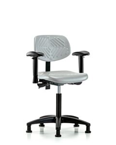 Neta ECOM Polyurethane Chair - Medium Bench Height with Adjustable Arms & Stationary Glides in Gray Polyurethane