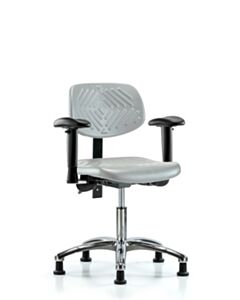 Neta ECOM Polyurethane Chair Chrome - Desk Height with Seat Tilt, Adjustable Arms, & Stationary Glides in Gray Polyurethane