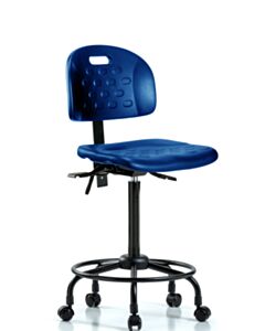 Neta ECOM Polyurethane Ray Stool Chrome - Desk Height with Chrome Casters in Black Polyurethane