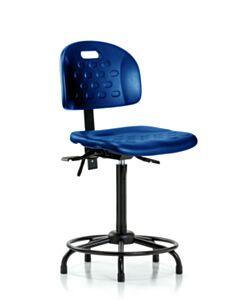 Neta ECOM Polyurethane Ray Stool Chrome - Desk Height with Chrome Casters in Blue Polyurethane