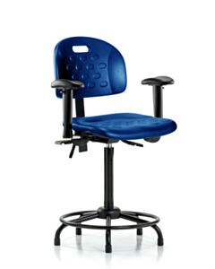 Neta ECOM Polyurethane Ray Stool Chrome - Desk Height with Stationary Glides in Black Polyurethane