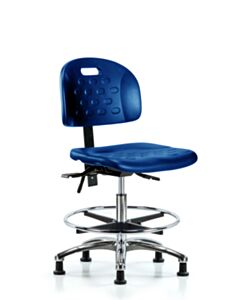 Neta ECOM Polyurethane Ray Stool Chrome - Desk Height with Stationary Glides in Gray Polyurethane