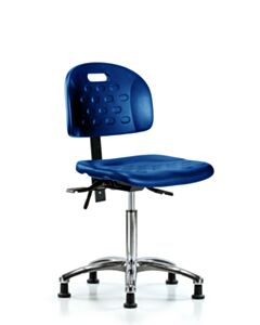 Neta ECOM Polyurethane Ray Stool - Desk Height with Casters in Blue Polyurethane