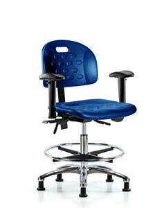 Neta ECOM Polyurethane Ray Stool - Desk Height with Stationary Glides in Black Polyurethane