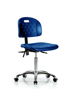 Neta ECOM Polyurethane Ray Sit-Stand Stool Chrome - Desk Height with Chrome Casters in Gray Polyurethane