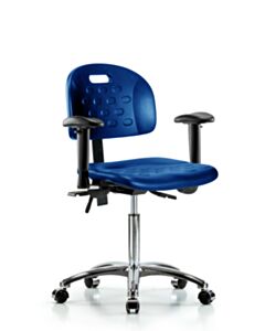 Neta ECOM Polyurethane Ray Sit-Stand Stool - Desk Height with Casters in Black Polyurethane