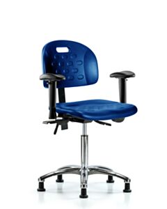 Neta ECOM Polyurethane Ray Sit-Stand Stool - Desk Height with Casters in Blue Polyurethane