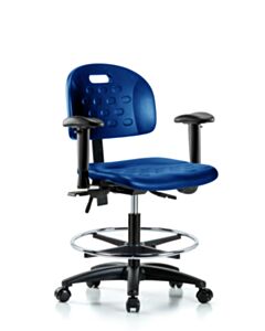 Neta ECOM Polyurethane Ray Sit-Stand Chrome in Blue Polyurethane