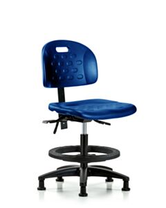 Neta ECOM Polyurethane Ray Sit-Stand with Chrome Foot Ring in Black Polyurethane