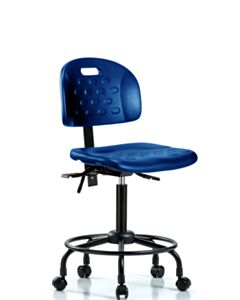 Neta ECOM Polyurethane Ray Stool Chrome - Medium Bench Height with Stationary Glides in Black Polyurethane