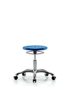 Neta ECOM Polyurethane Ray Stool - Medium Bench Height with Black Foot Ring & Casters in Gray Polyurethane