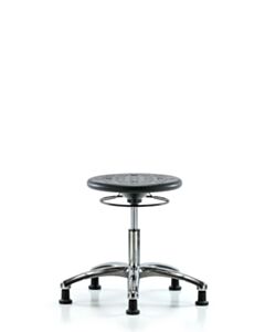 Neta ECOM Polyurethane Ray Stool - Medium Bench Height with Black Foot Ring & Stationary Glides in Black Polyurethane