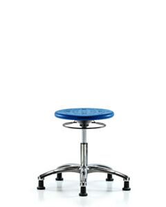 Neta ECOM Polyurethane Ray Stool - Medium Bench Height with Black Foot Ring & Stationary Glides in Blue Polyurethane