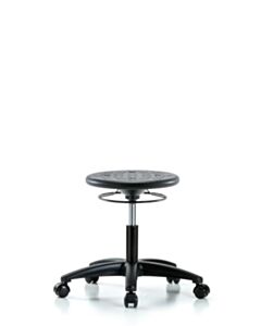 Neta ECOM Polyurethane Ray Stool - Medium Bench Height with Black Foot Ring & Stationary Glides in Gray Polyurethane