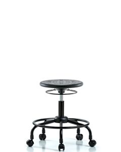 Neta ECOM Polyurethane Ray Stool - Medium Bench Height with Chrome Foot Ring & Stationary Glides in Black Polyurethane