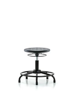 Neta ECOM Polyurethane Ray Stool - Medium Bench Height with Chrome Foot Ring & Stationary Glides in Gray Polyurethane