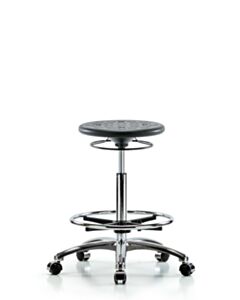 Neta ECOM Polyurethane Ray Stool - Medium Bench Height with Casters in Blue Polyurethane