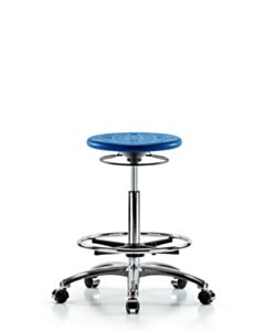 Neta ECOM Polyurethane Ray Stool - Medium Bench Height with Casters in Gray Polyurethane