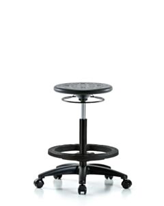 Neta ECOM Polyurethane Ray Stool - Medium Bench Height with Stationary Glides in Gray Polyurethane