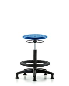 Neta ECOM Polyurethane Ray Sit-Stand Stool Chrome - Medium Bench Height with Chrome Foot Ring & Chrome Casters in Gray Polyurethane