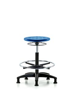 Neta ECOM Polyurethane Ray Sit-Stand Stool Chrome - Medium Bench Height with Chrome Casters in Black Polyurethane