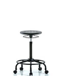 Neta ECOM Polyurethane Ray Sit-Stand Stool Chrome - Medium Bench Height with Chrome Casters in Blue Polyurethane