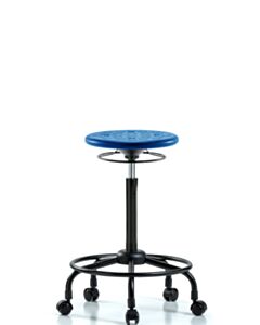 Neta ECOM Polyurethane Ray Sit-Stand Stool Chrome - Medium Bench Height with Chrome Casters in Gray Polyurethane