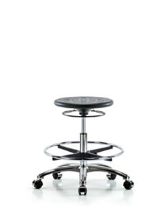 Neta ECOM Polyurethane Ray Sit-Stand Stool Chrome - Medium Bench Height with Stationary Glides in Gray Polyurethane