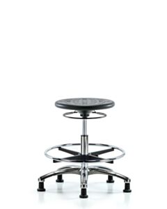 Neta ECOM Polyurethane Ray Sit-Stand Stool - Medium Bench Height with Black Foot Ring & Casters in Blue Polyurethane