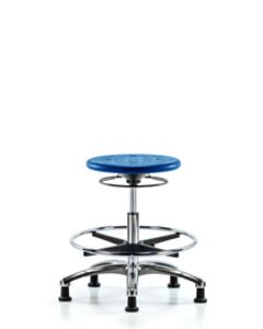 Neta ECOM Polyurethane Ray Sit-Stand Stool - Medium Bench Height with Black Foot Ring & Casters in Gray Polyurethane
