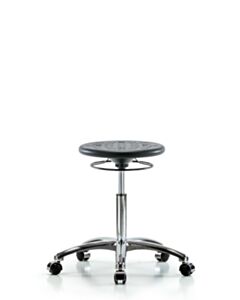 Neta ECOM Polyurethane Ray Sit-Stand Stool - Medium Bench Height with Black Foot Ring & Stationary Glides in Black Polyurethane