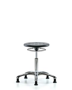 Neta ECOM Polyurethane Ray Sit-Stand Stool - Medium Bench Height with Black Foot Ring & Stationary Glides in Gray Polyurethane