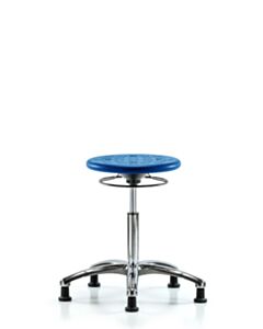 Neta ECOM Polyurethane Ray Sit-Stand Stool - Medium Bench Height with Chrome Foot Ring & Casters in Black Polyurethane