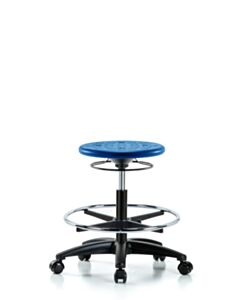 Neta ECOM Polyurethane Ray Sit-Stand Stool - Medium Bench Height with Casters in Black Polyurethane