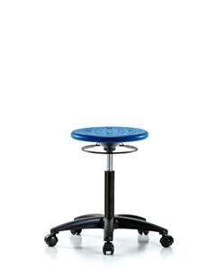 Neta ECOM Polyurethane Ray Sit-Stand Stool - Medium Bench Height with Stationary Glides in Blue Polyurethane