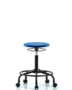 Neta ECOM Polyurethane Serpent Stool Chrome - Desk Height With Chrome Casters In Gray Polyurethane