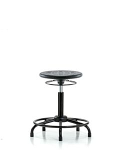 Neta ECOM Polyurethane Serpent Stool Chrome - Desk Height With Stationary Glides In Black Polyurethane
