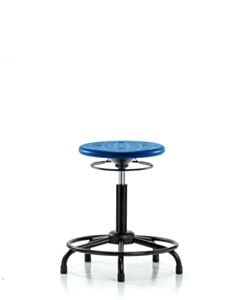 Neta ECOM Polyurethane Serpent Stool Chrome - Desk Height With Stationary Glides In Blue Polyurethane