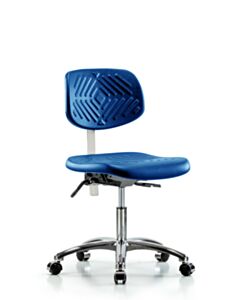 Neta ECOM Polyurethane Serpent Stool Chrome - Desk Height With Stationary Glides In Gray Polyurethane