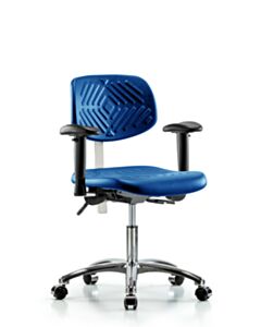 Neta ECOM Polyurethane Serpent Stool - Desk Height With Casters In Blue Polyurethane