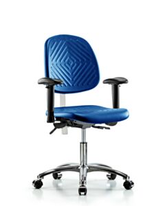 Neta ECOM Polyurethane Serpent Sit-Stand Stool - Desk Height With Casters In Blue Polyurethane