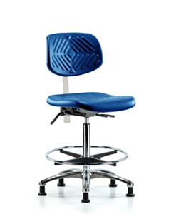 Neta ECOM Polyurethane Serpent Sit-Stand Stool - Desk Height With Stationary Glides In Blue Polyurethane