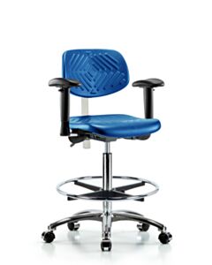 Neta ECOM Polyurethane Serpent Sit-Stand Stool - Desk Height With Stationary Glides In Gray Polyurethane