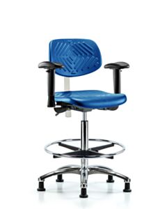 Neta ECOM Polyurethane Serpent Sit-Stand Chrome With Chrome Foot Ring In Black Polyurethane