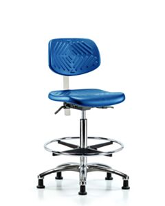 Neta ECOM Polyurethane Serpent Sit-Stand Chrome With Chrome Foot Ring In Gray Polyurethane