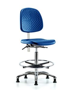 Neta ECOM Polyurethane Serpent Sit-Stand With Chrome Foot Ring In Blue Polyurethane