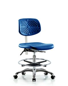 Neta ECOM Polyurethane Serpent Stool Chrome - Medium Bench Height With Chrome Casters In Black Polyurethane