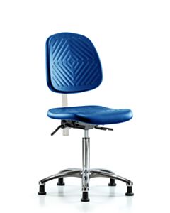 Neta ECOM Polyurethane Serpent Stool - Medium Bench Height With Casters In Blue Polyurethane